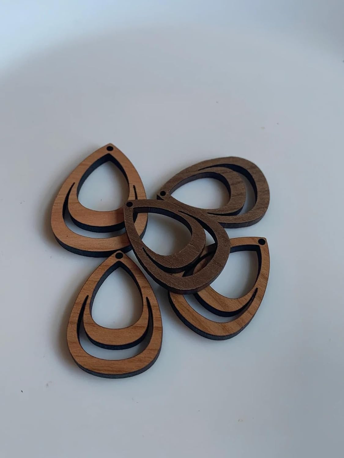 Pack of 30 Wooden MDF Earring Blanks | Double Teardrop Macrame Earring Frame | Unfinished Wooden Jewelry Findings for Resin, DIY Earrings & Crafts (2 Inch)